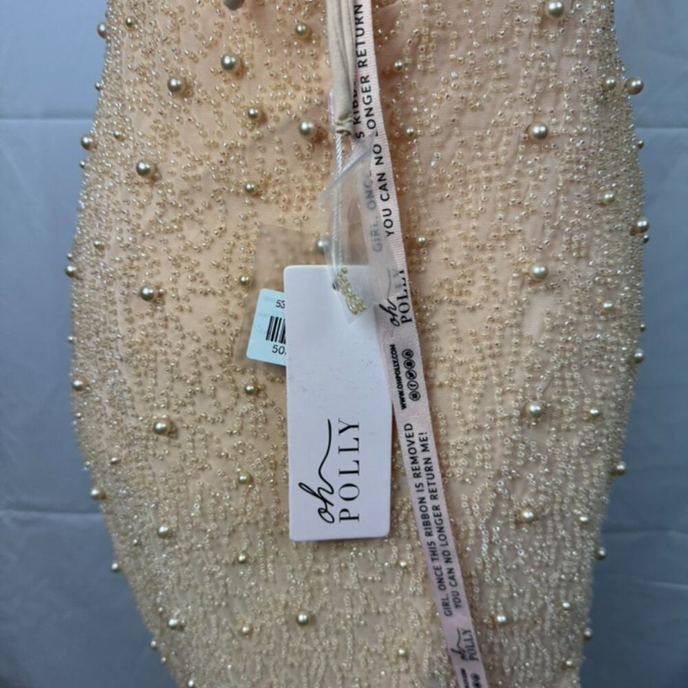 Oh Polly Embellished Mini Dress in Nude - Picture 4 of 4